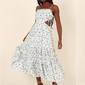 Blue and white floral midi dress!